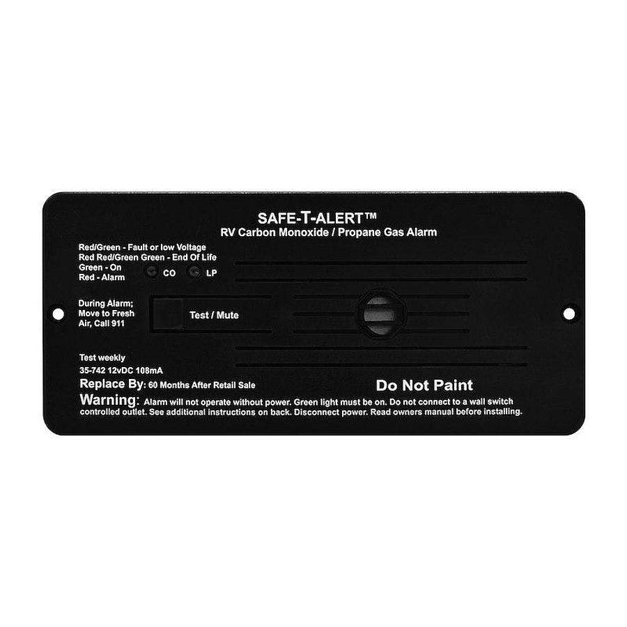 Carbon Monoxide/ Propane Leak Detector. Safe-T-Alert W/ LED Indicator, Flush Mount 12 Volt Hard wire Black