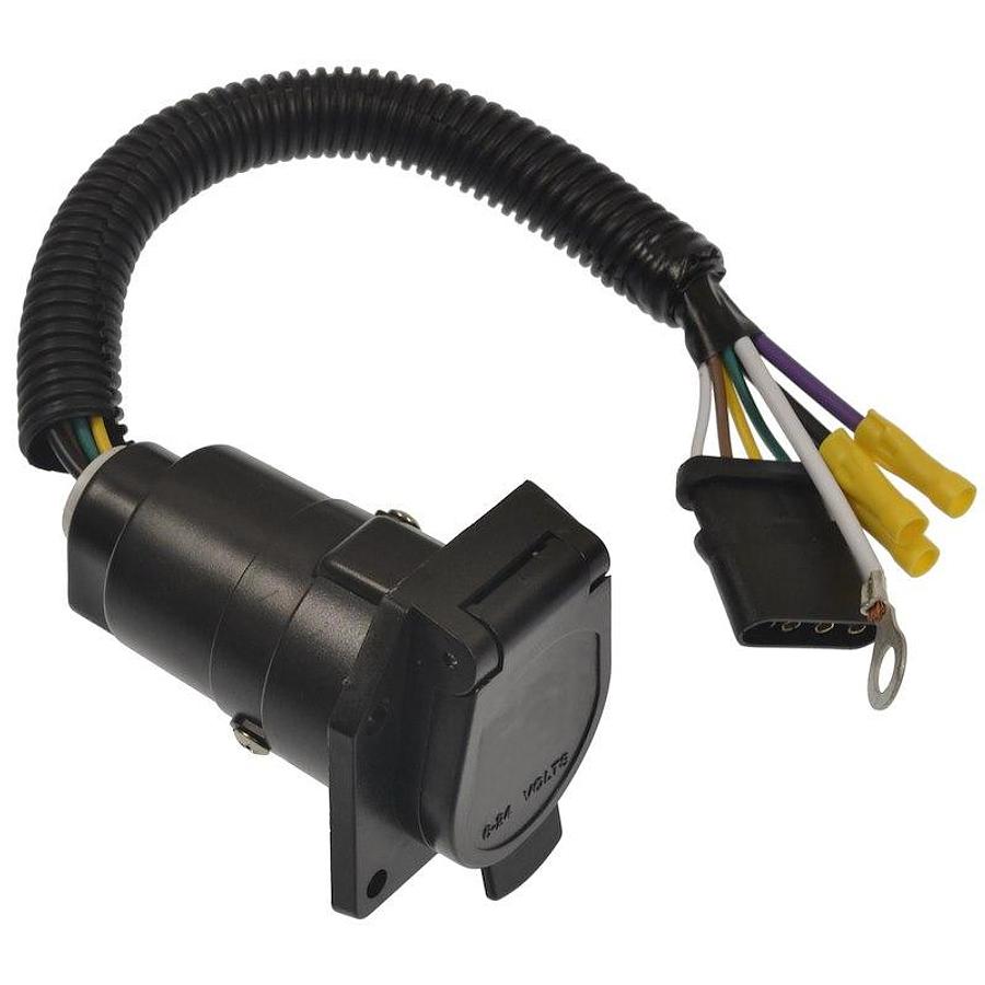 Trailer Wiring Connector Adapter. 4-Way Flat To 7-Blade, Round Female To Male