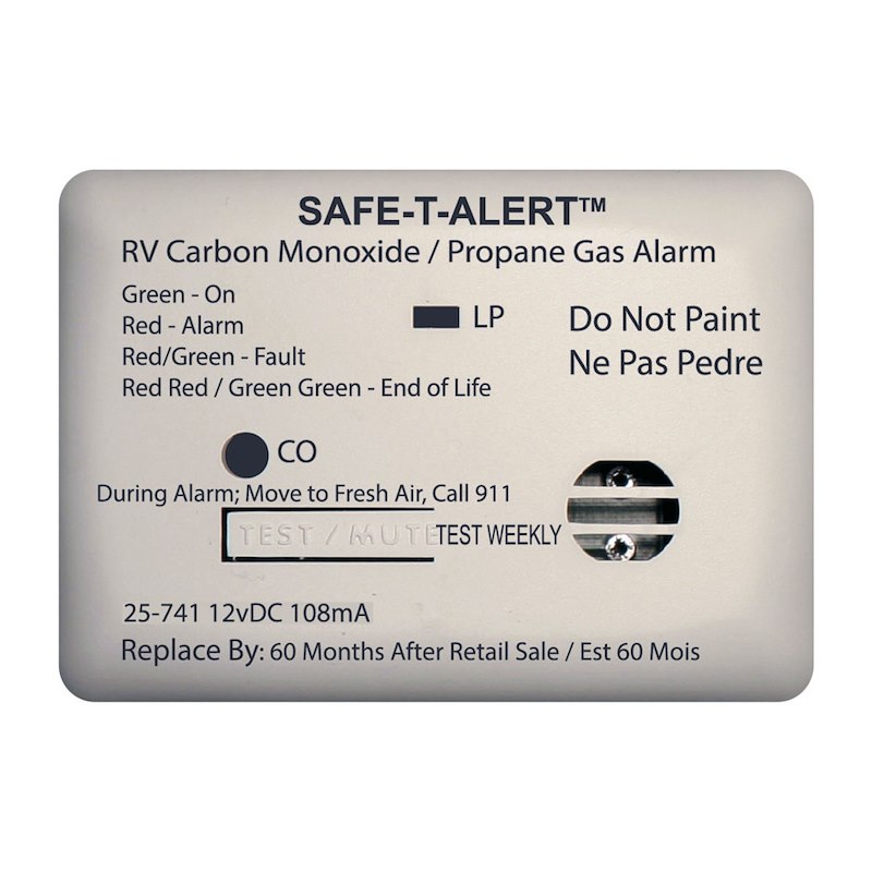Carbon Monoxide/ Propane Leak Detector Alerts To Leak With Beeping; With LED Indicator; Surface Mounting; 12 Volt Hardwire; White