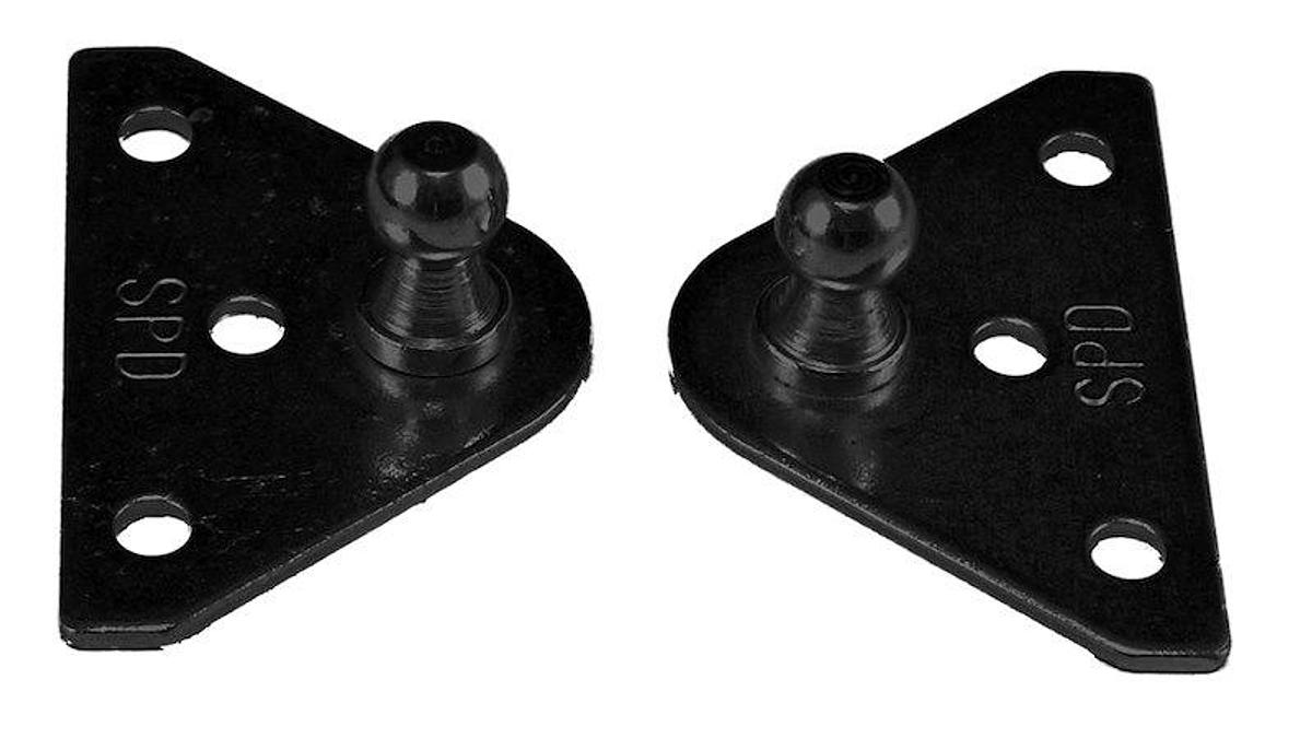 Multi Purpose Lift Support Bracket. Flat Shaped, 10 Millimeter Ball Stud. 3 Holes & Powder Coated, Black. Set Of 2