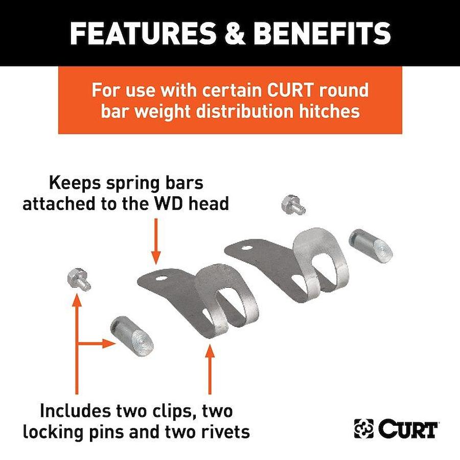  Replacement Round Bar Retainers For Weight Distribution Hitch Bracket  Includes 2 Retainers/ 2 Pins and 2 Rivets