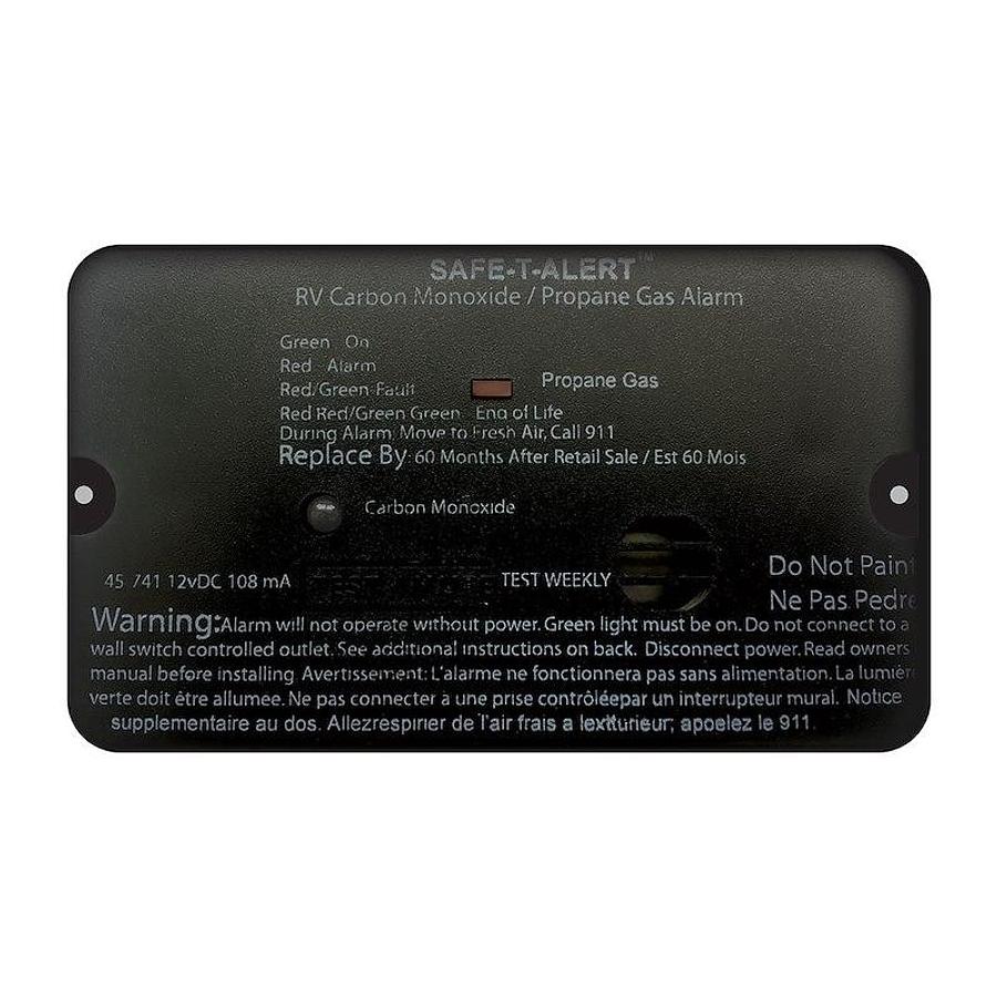 Carbon Monoxide/ Propane Leak Detector. W/ LED Indicator, Surface Mounting, 12 Volt Hardwire. Black