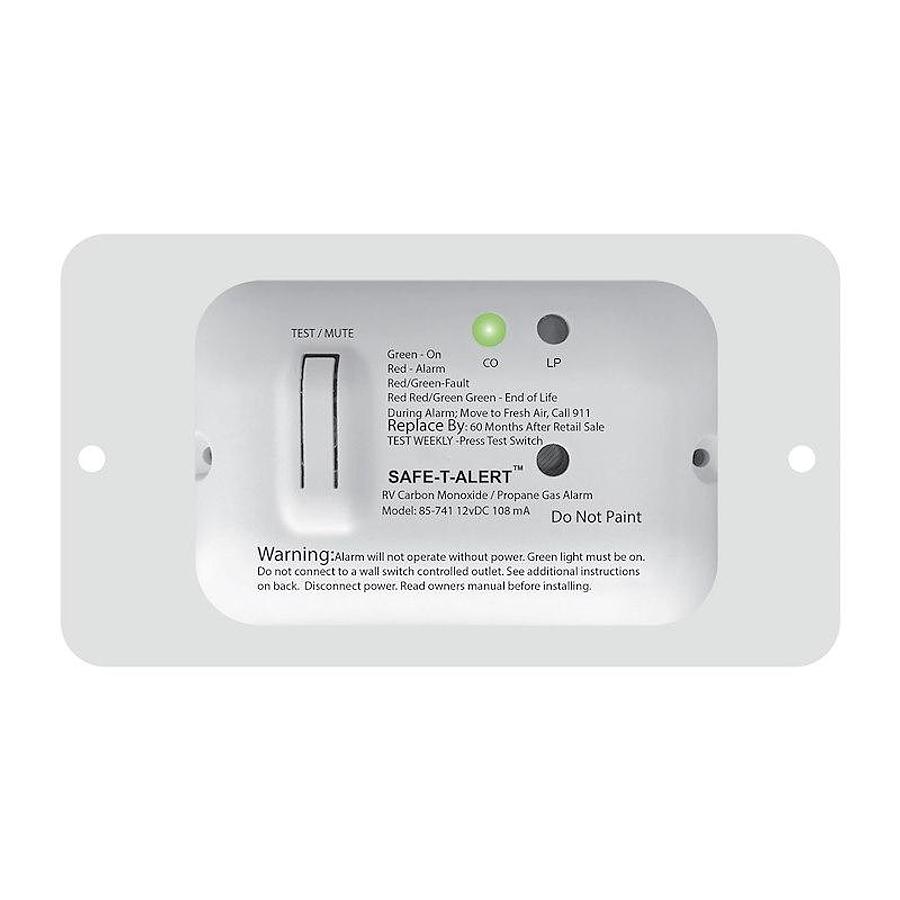 Carbon Monoxide/ Propane Leak Detector W/ LED Indicator. Surface Mount, 12 Volt Hardwired, White. W/ Trim Ring