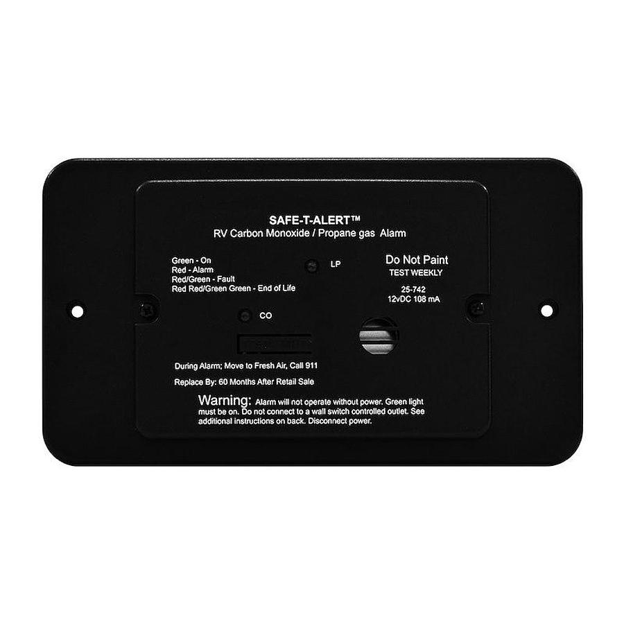 Carbon Monoxide/ Propane Leak Detector. Detects Both LP And CO Gas, W/ LED Indicator. Flush Mounting, 12 Volt DC Hardwire. Black; With Trim Ring
