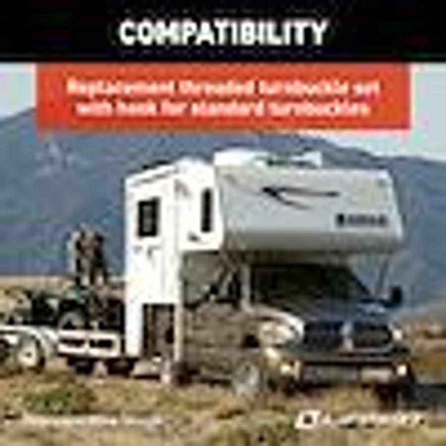 Turnbuckle Happijac Camper Tie Down Systems Spring Loaded Hook Front Turnbuckles and Stress Guard Rear Turnbuckles. Stainless Steel Set of 2
