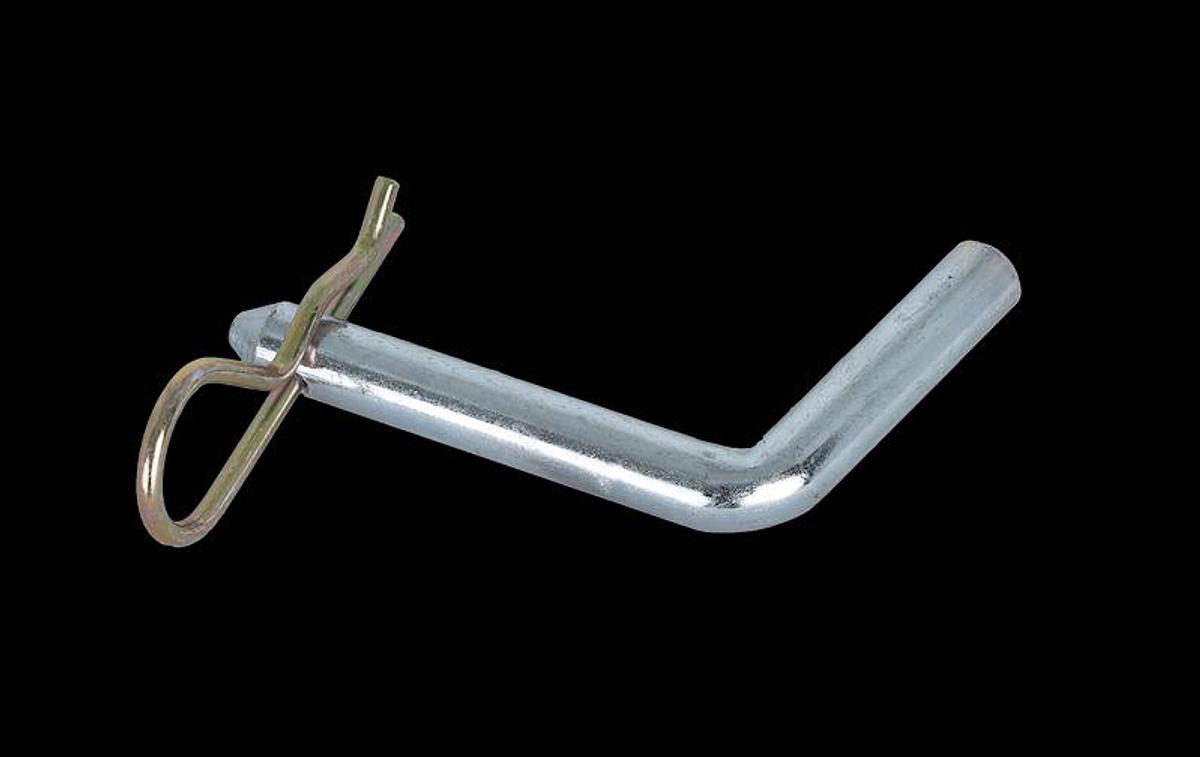Hitch Pin, For Use With Class I/ II Hitches; Bent Pin, 1/2 Inch Diameter, 2-3/8 Inch Usable Length, With Clip.Chrome Plated/ Steel