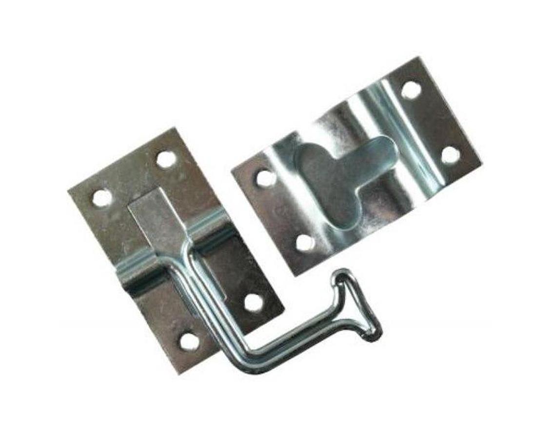 Door Catch 90 Degree T-Style. Zinc Plated, Steel, W/ Mounting Screws