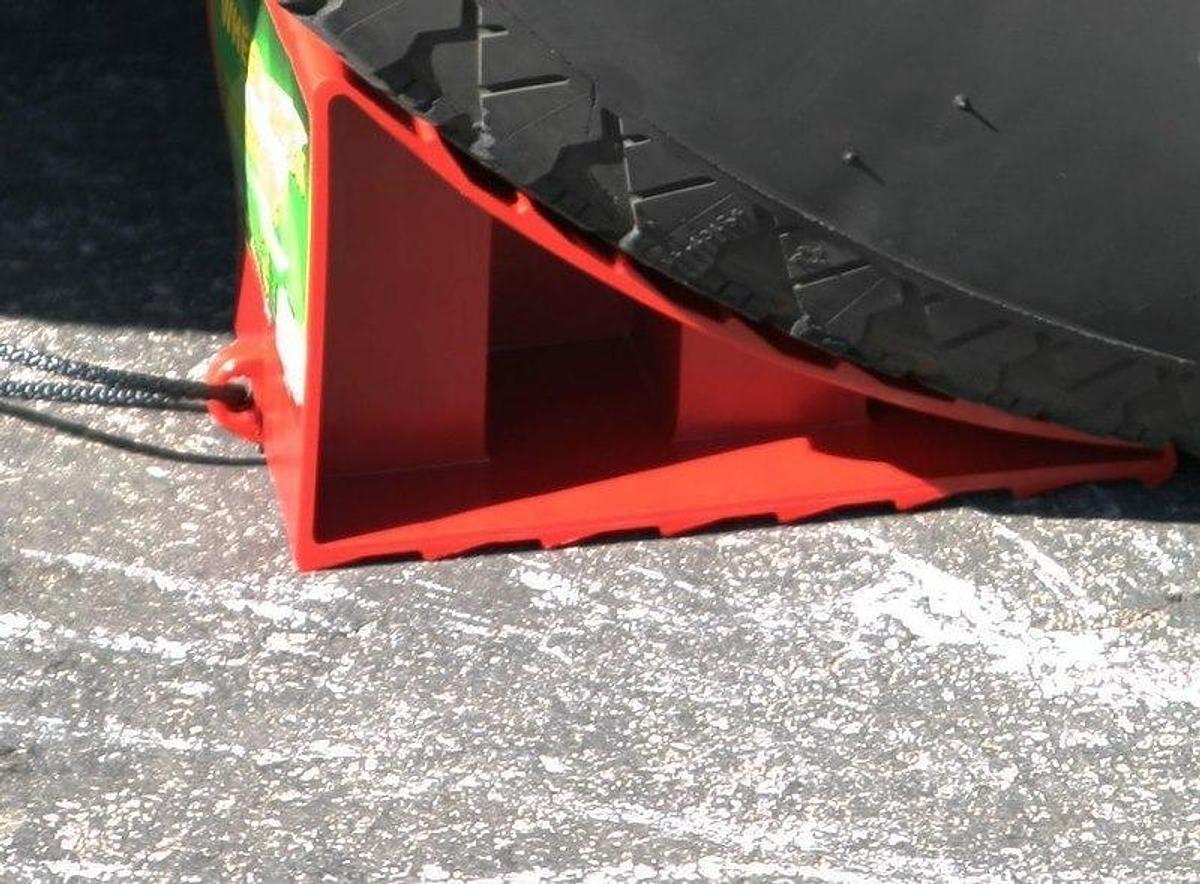 Used Red Wheel Chock, Plastic, Single
