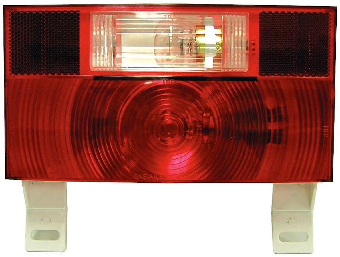 Rectangular, Trailer LightStop/ Turn/ Tail Light, Incandescent w/License Light/ Plate Mounting Bracket/ Backup Light
