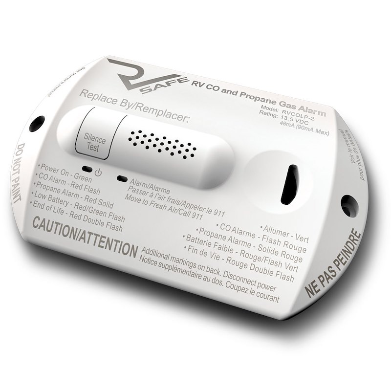 Carbon Monoxide/ Propane Leak Detector Without Digital Display Surface Mounting, 4.21 In L x 2.61 In W x 0.57 In H, 8 To 15 Volt DC, White, W/ Two Universal Mounting Bezels, Two Wire Design.