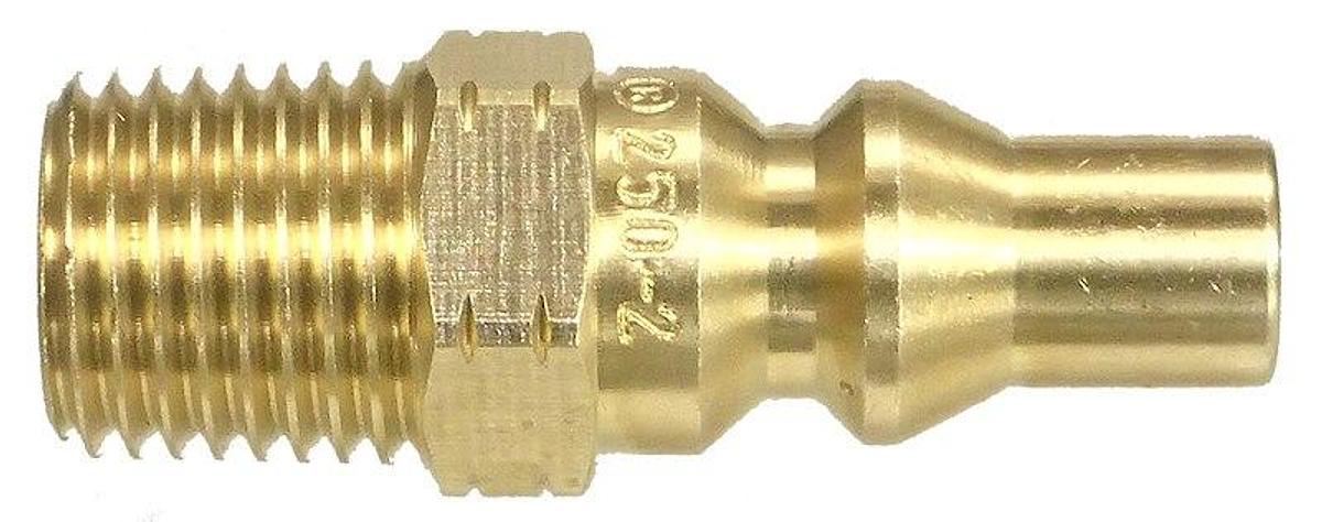 Propane Adapter Fitting, 1/4 Inch Model 250 Plug x 1/4 Inch Male NPT, Brass, Single