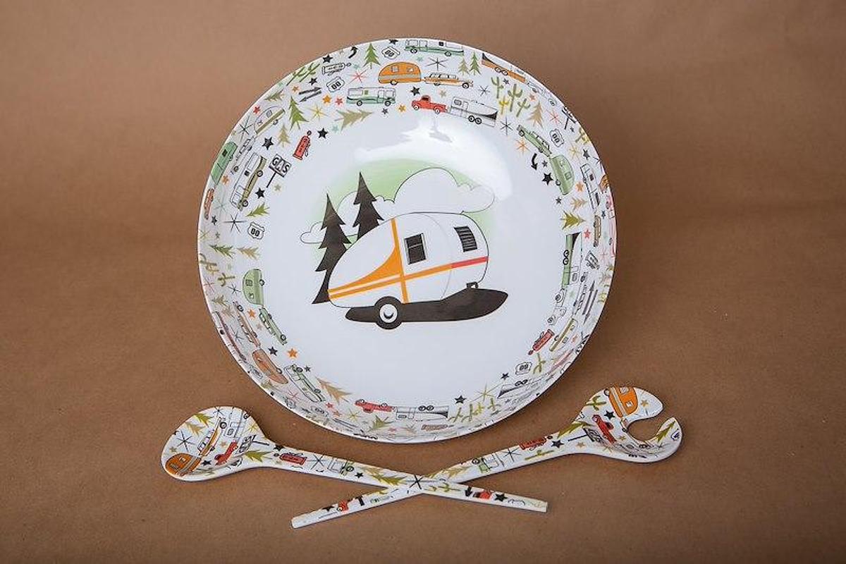 Dish Set Multiple Color Melamine W/ Serving Bowl And Server Set, BPA free