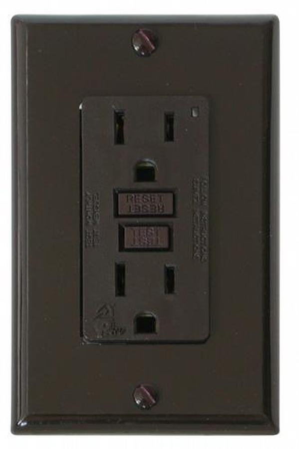 Receptacle 15amp/120Volt AC Power GFCI, Brown