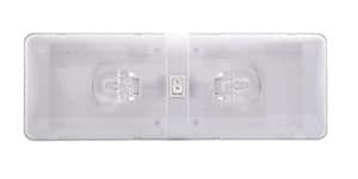 Double Interior Ceiling Light, 12 In H x 4-1/4 In Wx 1.844 In D, 12.8 Volt DC 0.5 Amp,  W/ On/Off Switch