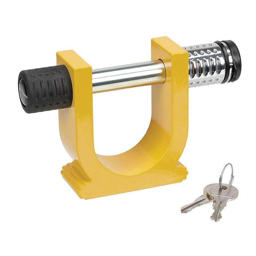 Hitch Lock; Fifth Wheel Trailer Hitch King Pin Lock; Fits All King Pin Couplers; With U Clamp/ Bar Barrel Lock/ Two Keys and Dust Cover