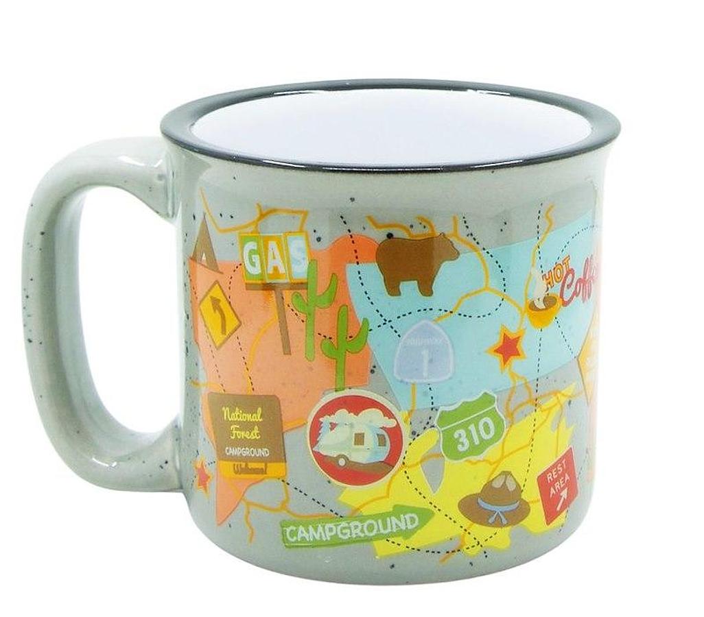 Mug 15 Ounce Capacity W/ Handle. Birds Eye View Design. Teal, Ceramic, Dishwasher & Microwave Safe