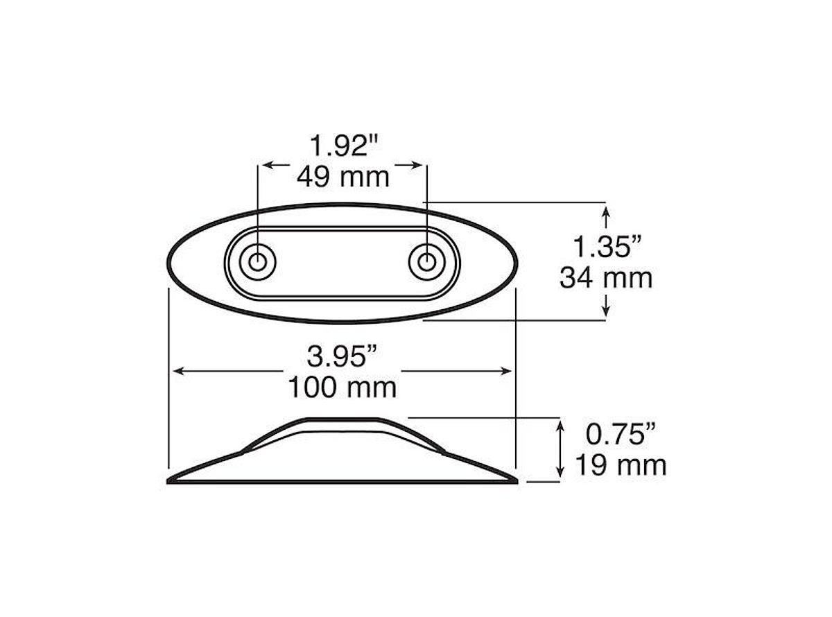 Oblong Amber Clearance Light, LED