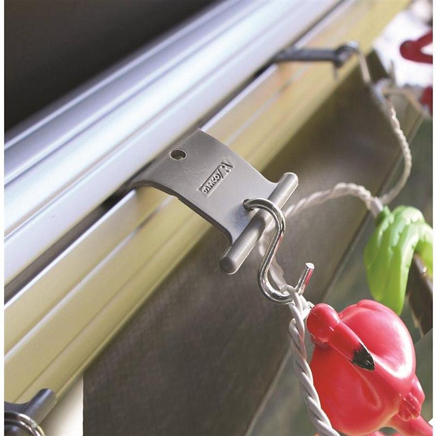 Party Light Holder. Awning Roller Bar Mounted Tab With Hook. Plastic Clip With Metal Hook. Package of 7