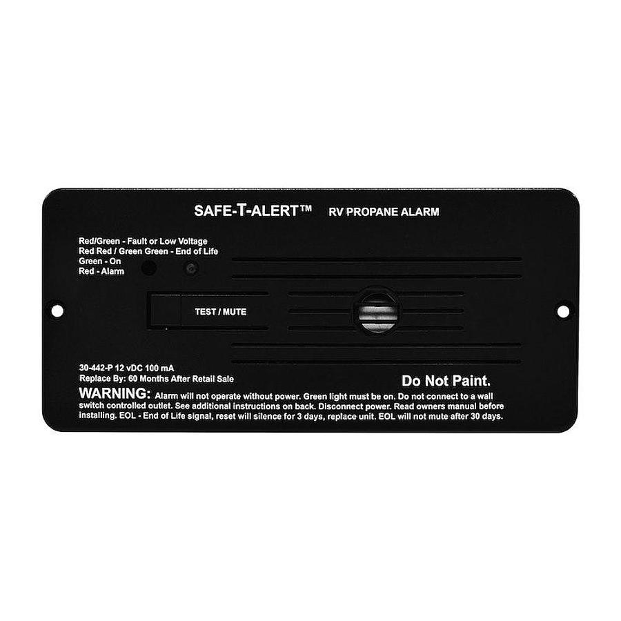Propane Leak Detector Safe-T-Alert Flush Mount, 6-3/8 In L x 2-7/8 In H x 1 In W 12 Volt DC Hardwire, Black