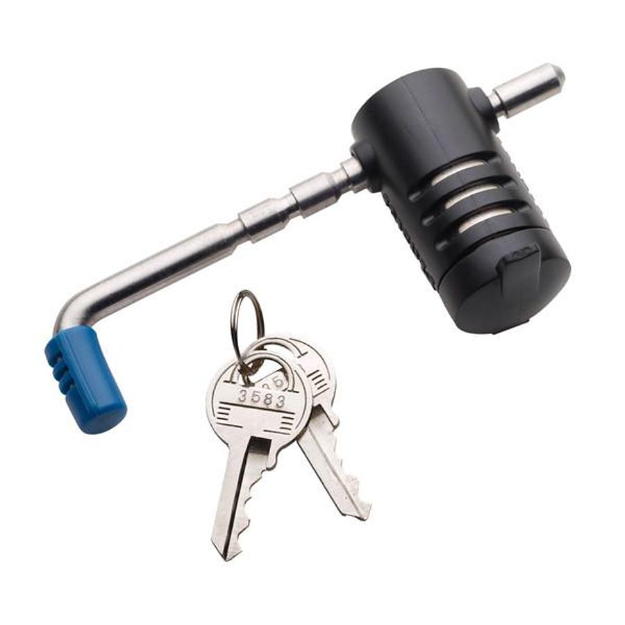 Hitch Lock; Trailer Coupler Lock; Fits 9/16 Inch To 2-3/4 Inch Coupler Latch Bent Pin Style. Stainless Steel, With 2 Keys; With 6 Locking Position And Adjustable Coupler Latch