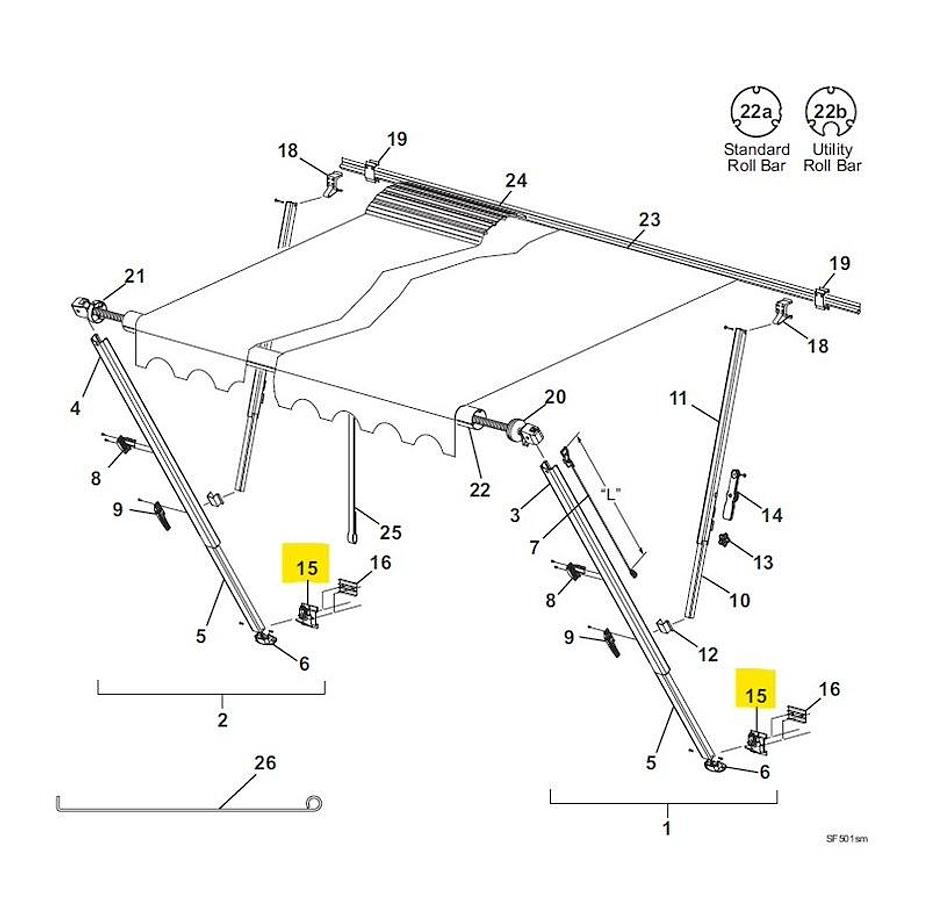 Awning Bracket Fits Front Or Rear Arm For Spirit/ Fiesta/ Simplicity/ Pioneer Awnings At The Bottom, White