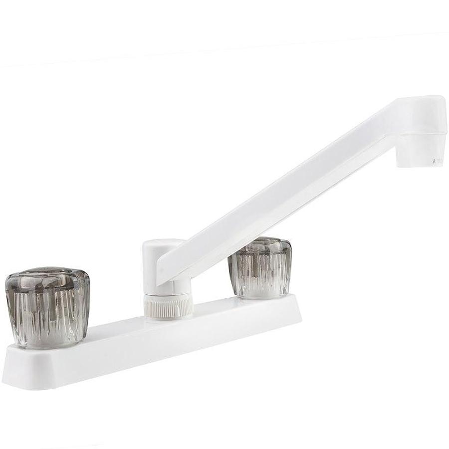 Kitchen Faucet 8'' Deck Mount, 2 smoked Acrylic Knob Handles. 2 Hole Application