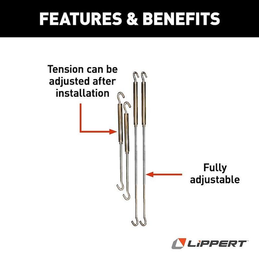 Turnbuckle Happijac Camper Tie Down Systems Spring Loaded Hook Front Turnbuckles and Stress Guard Rear Turnbuckles. Stainless Steel Set of 2