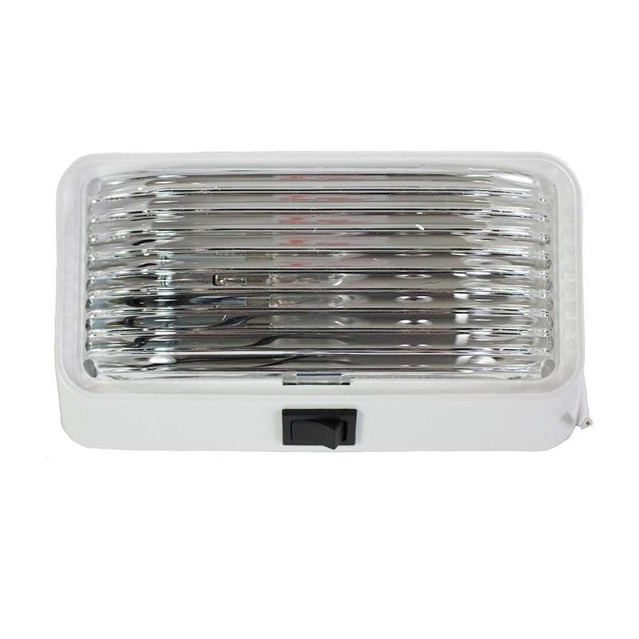 Rectangular Porch Light, 12 Volt5-3/4 In L x 3-1/2 In H; Surface Mount White Base With Clear Lens W/ Switch