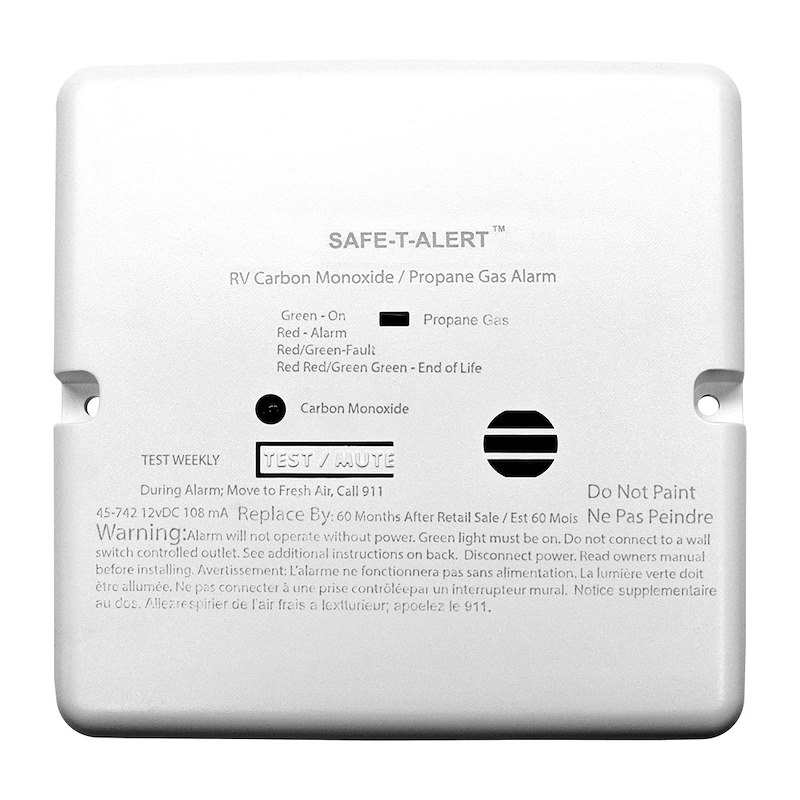 Carbon Monoxide/ Propane Leak Detector. Detects Both LP And CO Gas.  W/ LED Indicator Flush Mount.12 Volt Hard wired. White