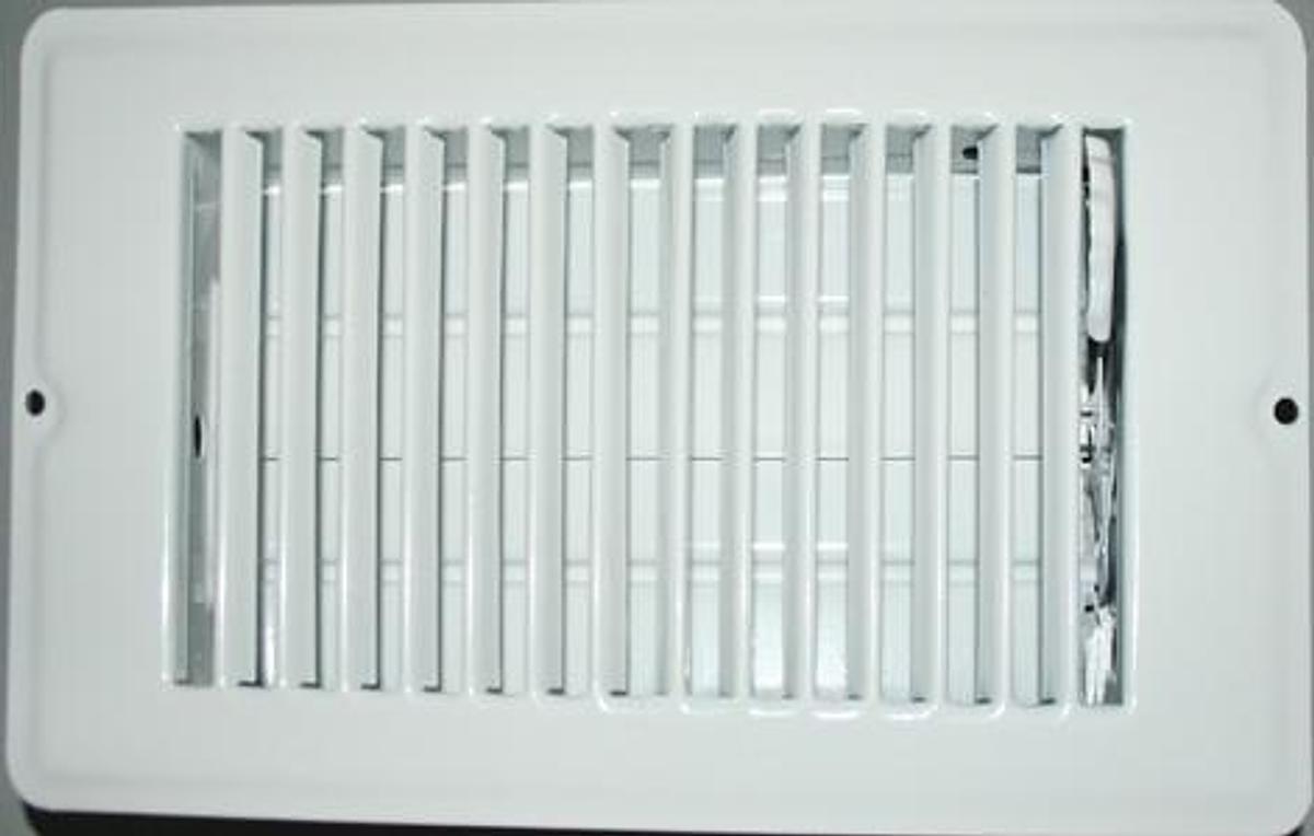 Heating/Cooling Register 4'' x 10 '' 5-1/4 W overall W/Damper. White