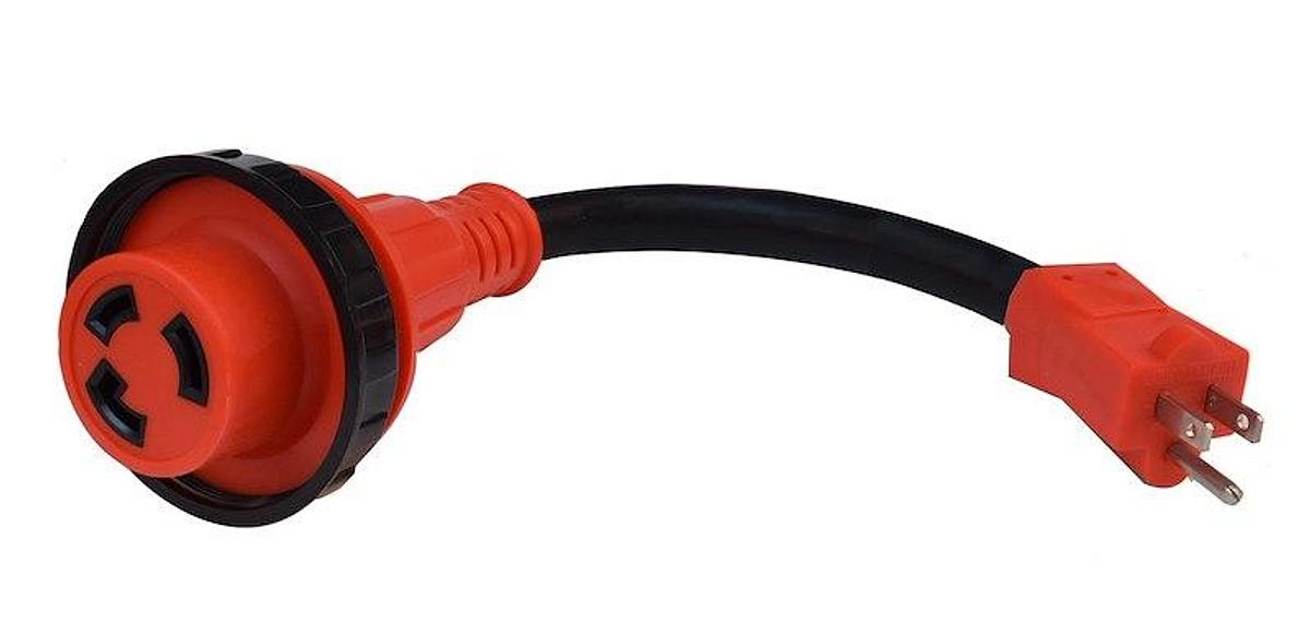 Power Cord Adapter 12'' Dog Bone Style, 15 Amp to 30 Amp Locking