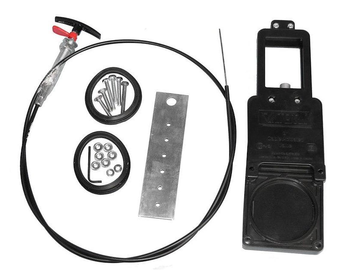 RV Black Water System; Cable Actuated; Standard Straight Valves. 1-1/2'' Waste Valve & 72'' Cable