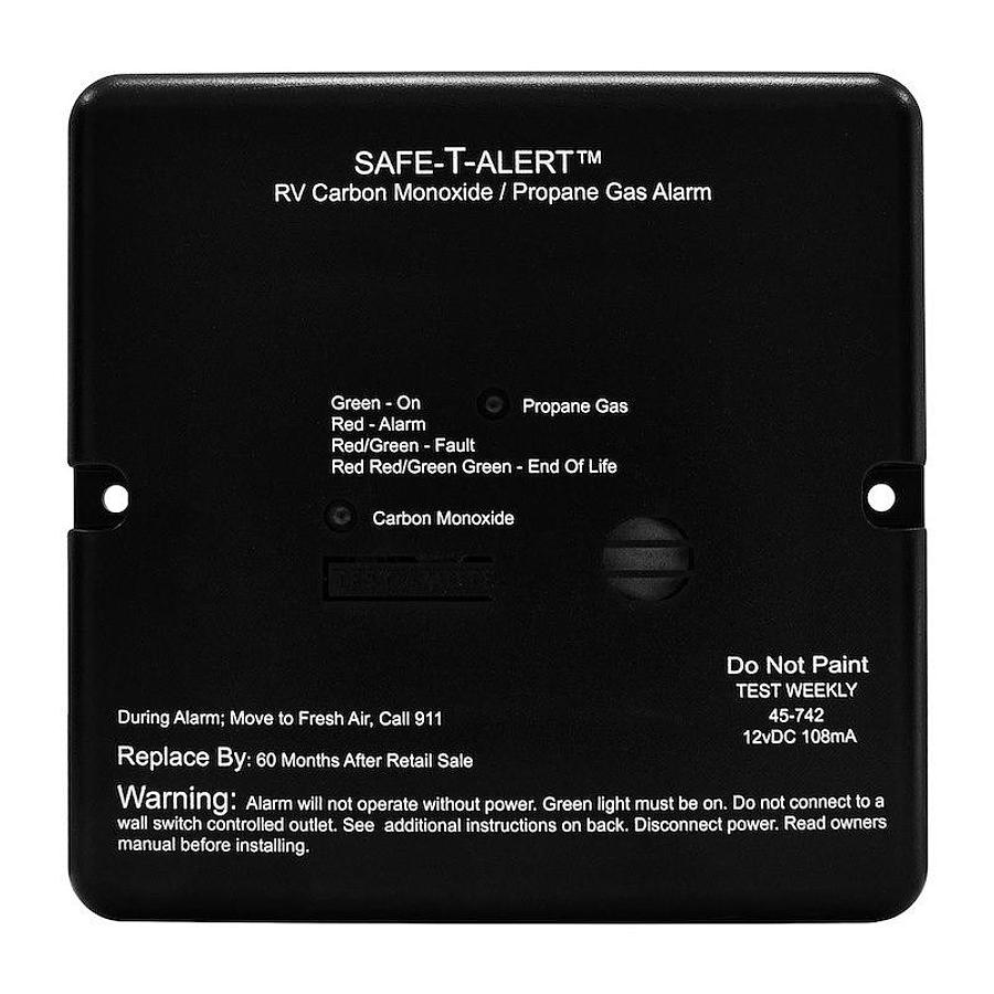 Carbon Monoxide/ Propane Leak Detector, Detects Both LP And CO Gas W/ LED Indicator, Flush Mount. 12 Volt Hardwired, Black