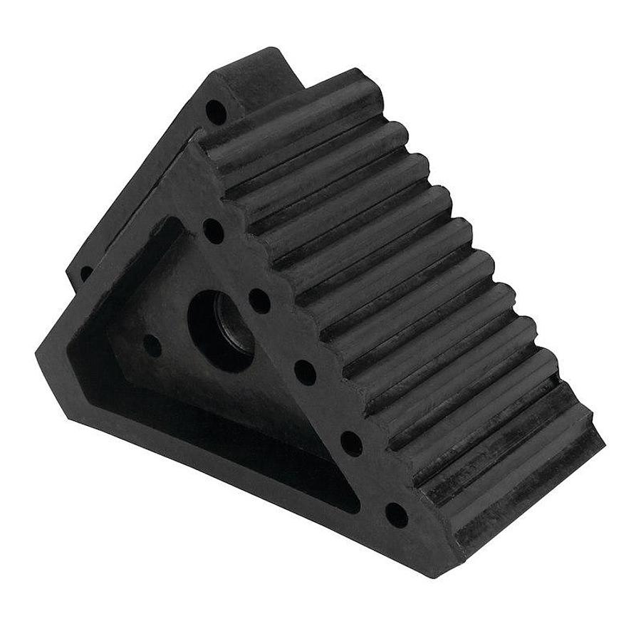 Wheel Chock, Black, Solid Rubber, Single