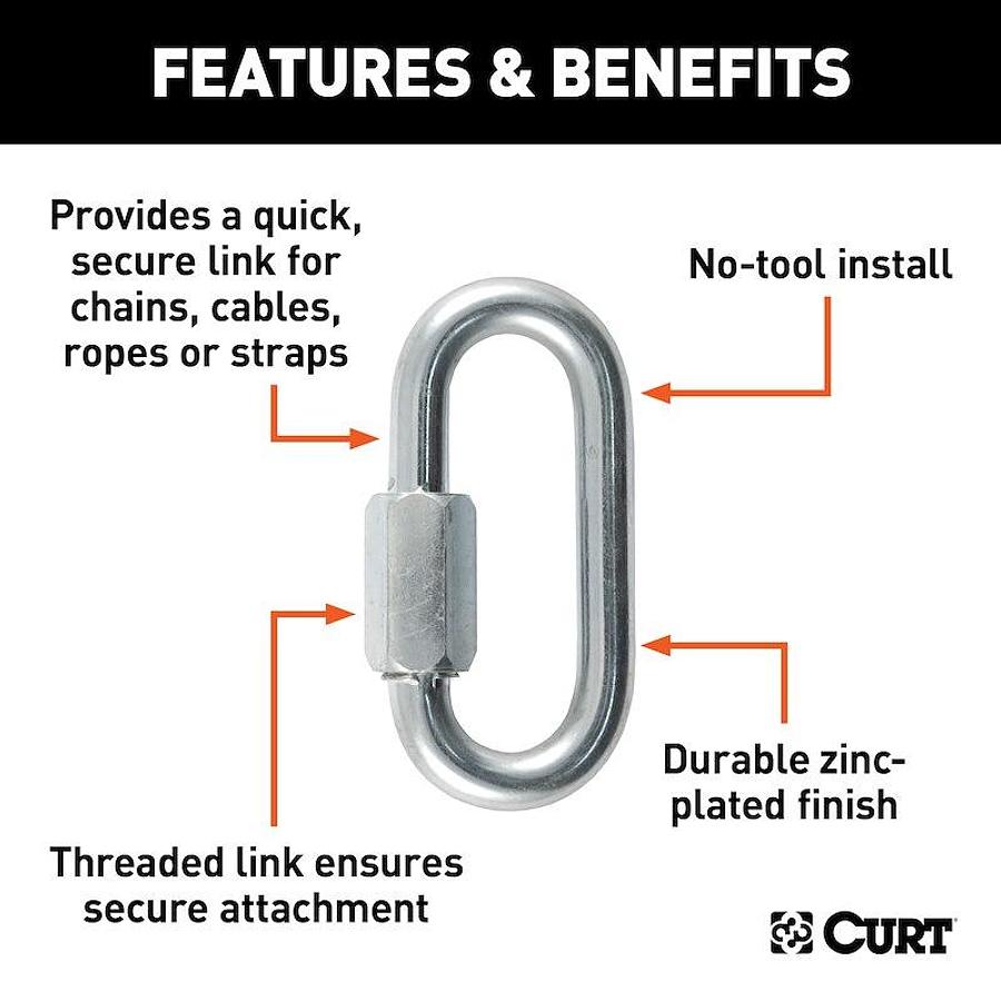 Quick Link; 2000 Pound Capacity 11000 Breaking Strength, 3/8 Inch, Threaded Link