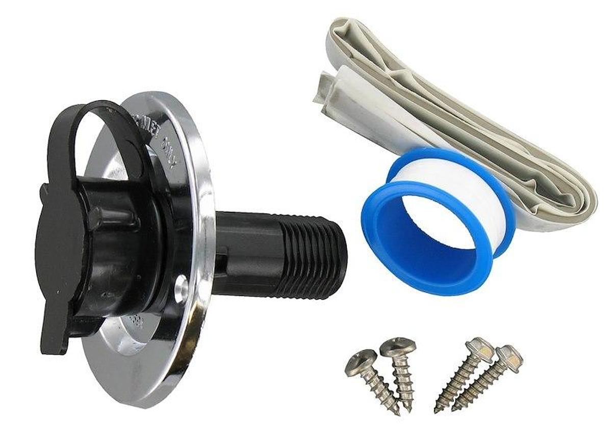 Fresh Water Inlet Flush Mount White 1/2'' Male Pipe Thread Connection Black