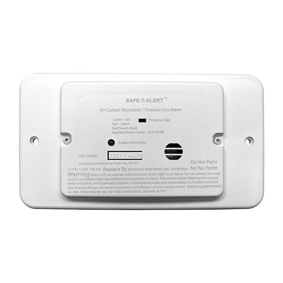 Carbon Monoxide/ Propane Leak Detector Alerts To Leak With Beeping W/ LED Indicator Flush Mounting. 12 Volt DC Hardwire White W/ Trim Ring