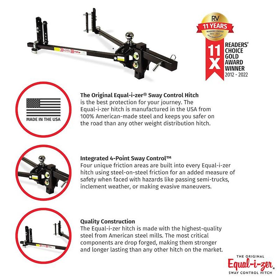 Weight Distribution Hitch. Equalizer Trunnion Bar 1000 Pound Tongue Weight; 10000 Pound Gross Trailer Weight W/Shank; With 2-5/16 Inch Hitch Ball
