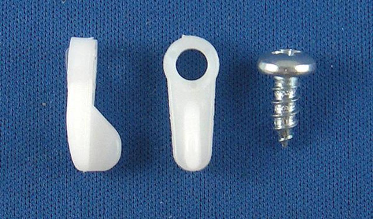 Window Screen Clip, Flush, White, Nylon, W/ Screws