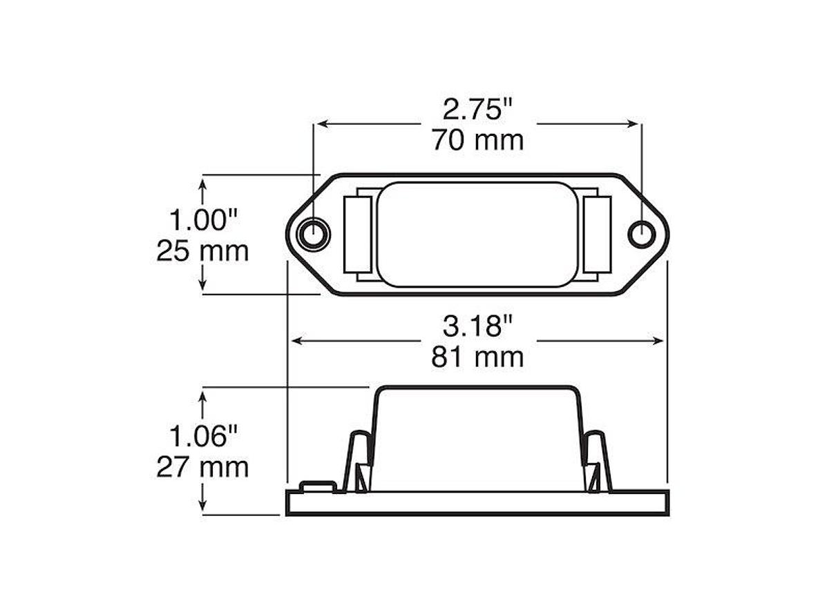 Rectangular, Incandescent Clearance Light, Red