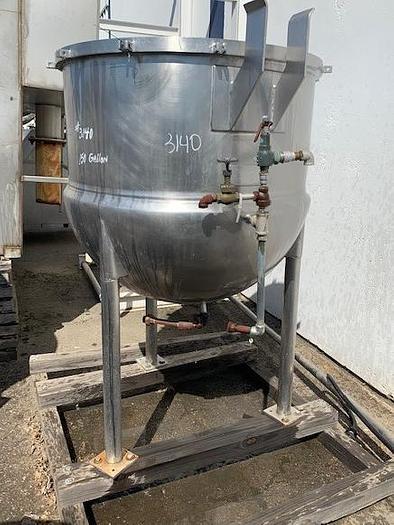 Used LEE 150 Gallon Jacketed Stainless Steel Kettle