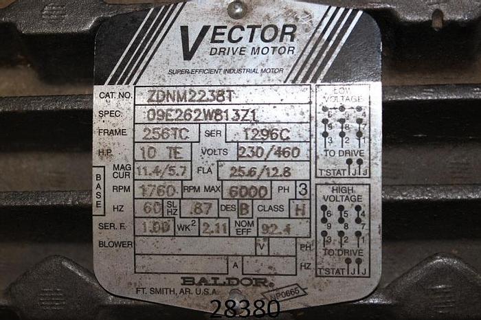 Used Baldor Vector Drive Motor Ac Motor, 10 Hp, 6000 Rpm #28380