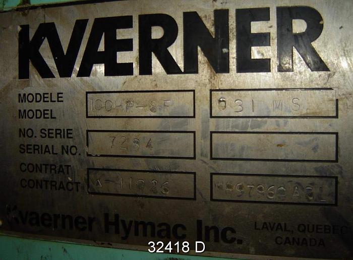 Refurbished Kvaerner Hymac 100HP-SF-031MS  100" Twin Wire Wet Lap Machine #32418