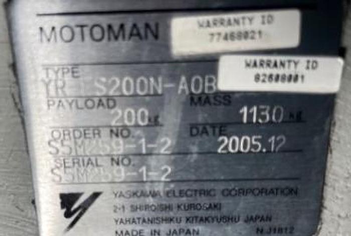 Used YASKAWA MOTOMAN ES200 "EXPERT SPOT" 6 AXIS CNC ROBOT WITH NX100 CONTROLLER