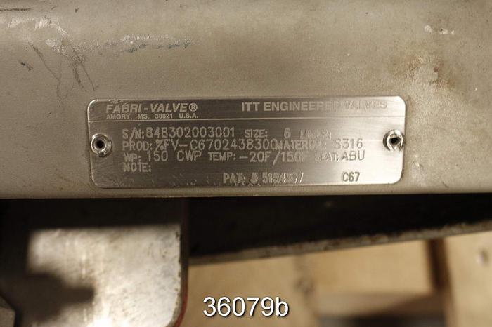 Used Fabri 6" Hand Operated Knife Gate Valve #36079