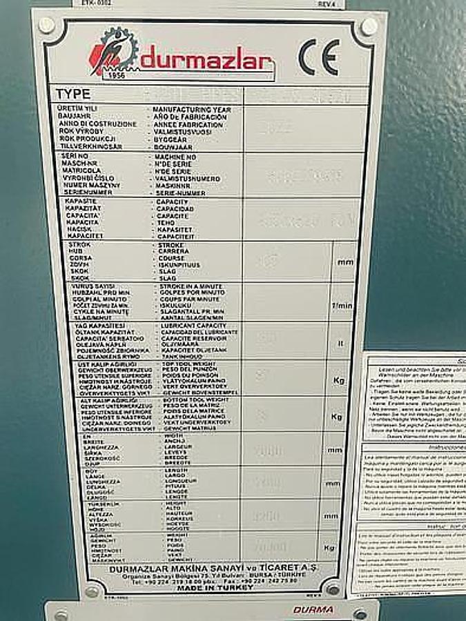 Used 2022 Durmazlar AD- S 41320