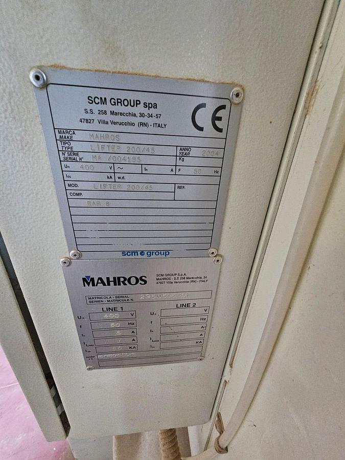 Used 2004 SCM Group - Mahros Division 200/45 – Automatic Lifting System