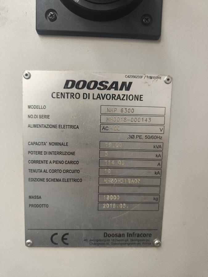 Used 2015 DOOSAN WORKING CENTER mod. NHP 6300
