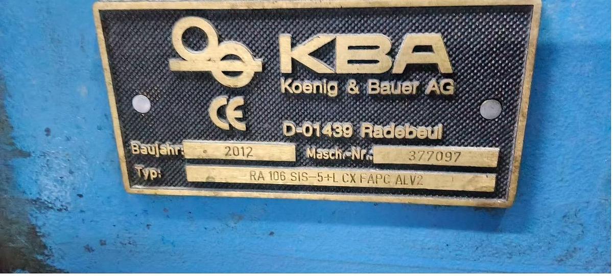 Used 2012 KBA  Rapida 106 SIS-5+L CX FAPC ALV2