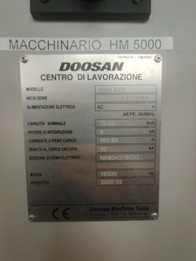 Used 2020 DOOSAN WORKING CENTER mod. NHM5000